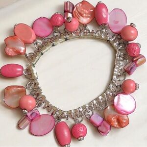 Vintage Pink Cha-Cha Charm Bracelet Adjustable Retro